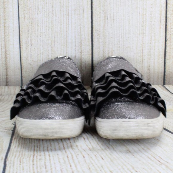 KENNETH COLE Kam Ruffle Pewter Slip-on Shoes Sz 2 - Picture 4 of 9